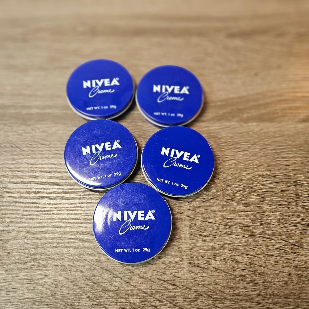 Lot of 5 Nivea Creme Moisturizing Body Face Hand Cream Travel Size Tins 1oz Each